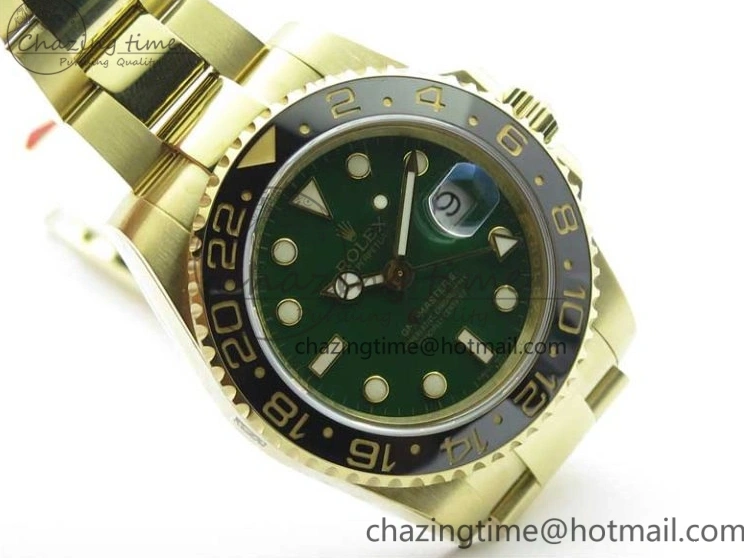 MiroTime 0202 TravelReady GMT Master II 116718 LN Black Ceramic 316L Steel GMF 1:1 Best Edition Green Dial on YG Bracelet A 2960